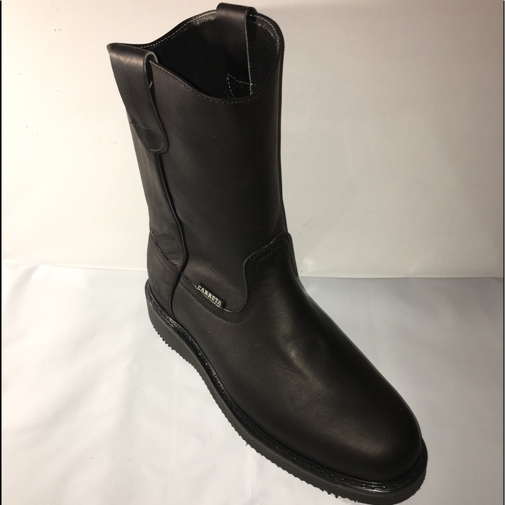 Men’s Leather Pull On Black Work Boots light weight super comfy hand made